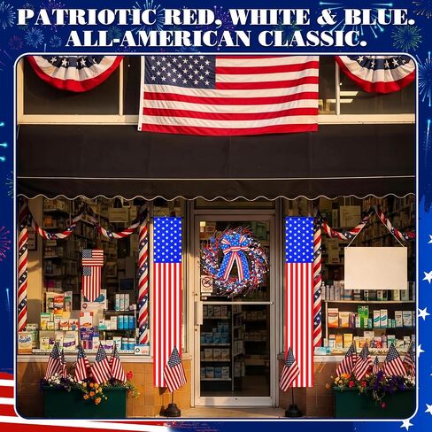 3 Pcs 4th of July Decorations Wreath and Porch Door Banners Large 250th Anniversary Bow Wreath Patriotic Red White Blue Decor for 250th Anniversary Independence Home Indoor Outdoor Porch School Yard in Saudi Arabia