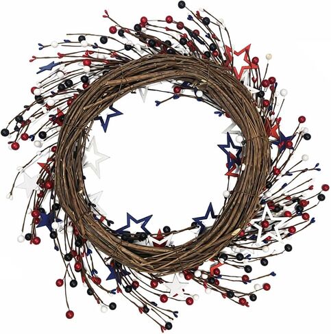 4th of July Wreath 20 inch, Patriotic Front Door Decor, Fourth of July Wreaths for Front Door, Red White and Blue Door Wreath for American Independence Day Memorial Day Flag Day in Saudi Arabia