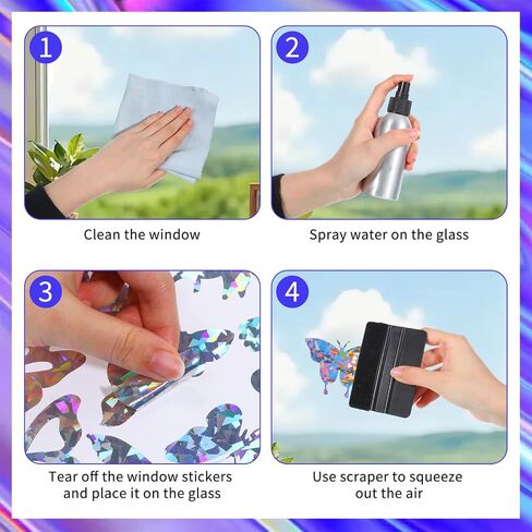 36pcs Window Decals for Anti-Collision Window Stickers Avoid Bird Strikes Windows Clings Rainbow Suncatcher Stickers for Glass and Doors Hummingbird Butterflies Leaf Feather Design Reusable in Kuwait