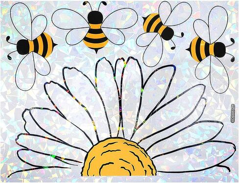 5 Pcs Spring Summer Bee Sunflower Window Stickers Shiny Rainbow Window Clings Double-Side Cute Glass Decals Reusable Prism Suncatcher for Display Mirror Glass Supplies Vinyl in Saudi Arabia