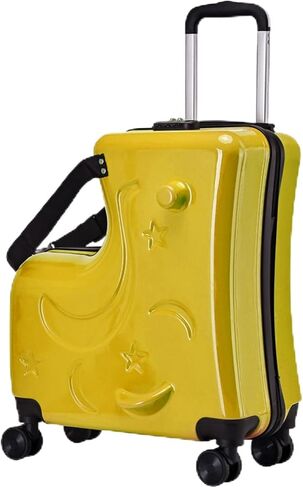 20" Ride-on Suitcase for Kids with 360° Spinner Wheels, Durable PC Hardshell Suitcase with Built-in Seat and Brake System, Lightweight Handluggage for Travel Yellow in Saudi Arabia