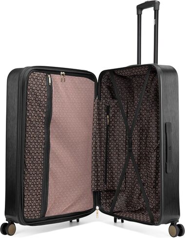 Badgley Mischka Diamond Hard Expandable Spinner Luggage Set (3 Piece) (Black-Black Bars) in Kuwait