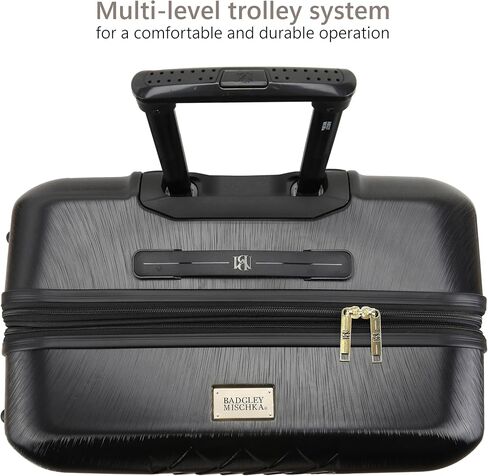 Badgley Mischka Diamond Hard Expandable Spinner Luggage Set (3 Piece) (Black-Black Bars) in Kuwait