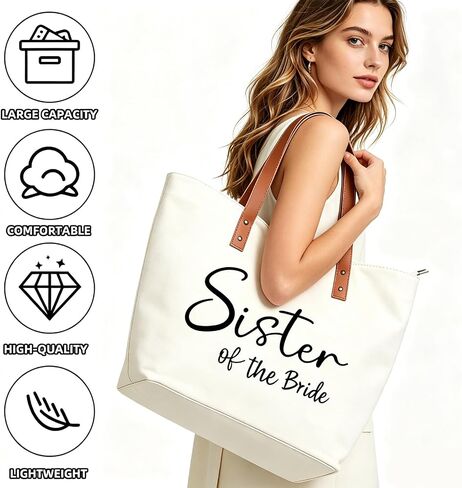 Tote Bag for Sister of the Bride Gifts - Wedding Bridal Shower Gift for Sister, Outdoor Beach Travel Tote in Saudi Arabia