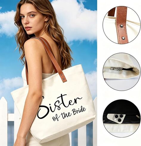 Tote Bag for Sister of the Bride Gifts - Wedding Bridal Shower Gift for Sister, Outdoor Beach Travel Tote in Saudi Arabia