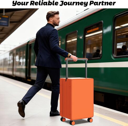 Zipperless Luggage Hard Side Carry On Luggage, Wide Handle Travel Suitcase, Airline Approved Checked Luggage with 360°Silent Spinner Wheels, TSA Lock, USB Charging Ports PC-24 inch Papaya Orange in Saudi Arabia