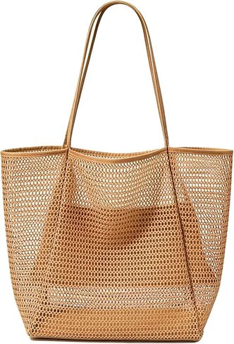 Women's Large Mesh Beach Bag Tote–Waterproof Sandproof Foldable with Zipper Pockets for Summer Travel & Vacation in Saudi Arabia