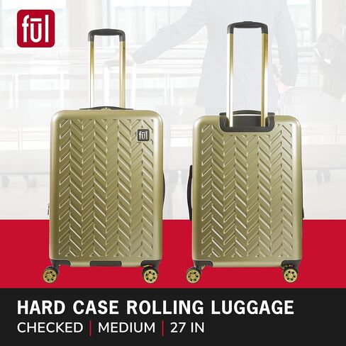 FUL Grove 27 Inch Rolling Luggage, Hardshell Suitcase with Spinner Wheels, Gold in Kuwait