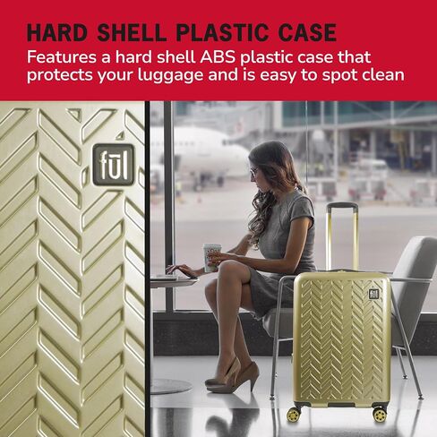 FUL Grove 27 Inch Rolling Luggage, Hardshell Suitcase with Spinner Wheels, Gold in Kuwait