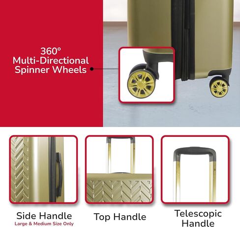FUL Grove 27 Inch Rolling Luggage, Hardshell Suitcase with Spinner Wheels, Gold in Kuwait