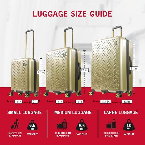 FUL Grove 27 Inch Rolling Luggage, Hardshell Suitcase with Spinner Wheels, Gold in Kuwait