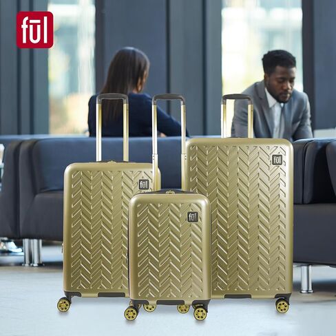 FUL Grove 27 Inch Rolling Luggage, Hardshell Suitcase with Spinner Wheels, Gold in Kuwait