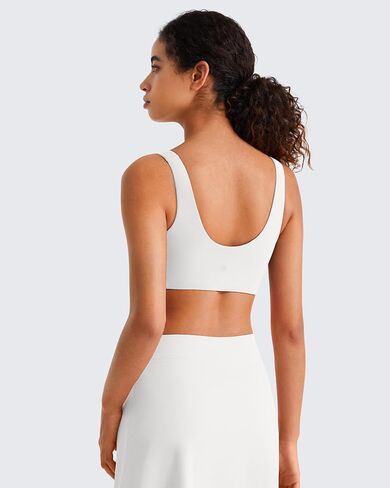 G4Free BareFeel Non Padded Square Neck Sports Bra for Women - Wireless U Back Crop Tank Tops Yoga Workout Casual in Kuwait