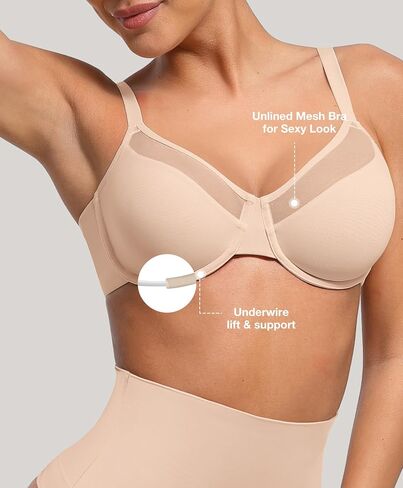 Minimizer Bras for Women Full Coverage Unlined Underwire Bras Plus Size Lifting Bra for Heavy Breast, Wide Strap, Skin 40C in Saudi Arabia