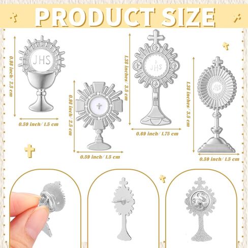 Suncalla أول مناولة التلبيب دبوس الكاثوليكية Monstrance دبابيس القربان المقدس يسوع الدينية المسيحية صالح in Kuwait