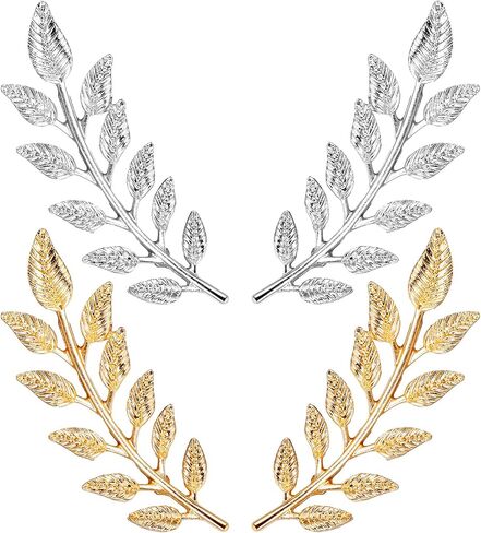 Hecila Gentlemen Suit Brooches Gold Silver Leaf Brooches 2Pair Simple Elegant Wheat Leaf Lapel Pin Retro Double Leafs Collar Pin Brooch Plant Leaves Brooch for Tuxedo Accessories Unisex Collar Jewelry in Kuwait