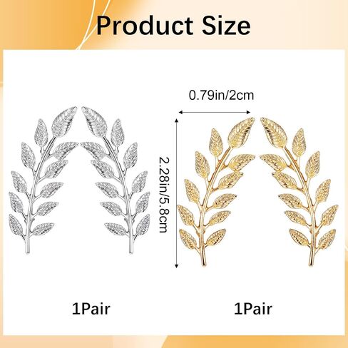 Hecila Gentlemen Suit Brooches Gold Silver Leaf Brooches 2Pair Simple Elegant Wheat Leaf Lapel Pin Retro Double Leafs Collar Pin Brooch Plant Leaves Brooch for Tuxedo Accessories Unisex Collar Jewelry in Kuwait