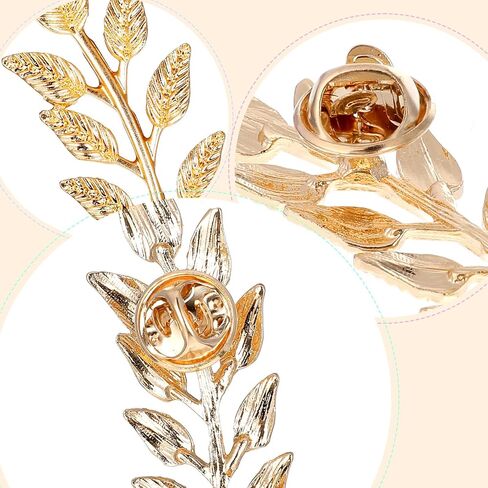 Hecila Gentlemen Suit Brooches Gold Silver Leaf Brooches 2Pair Simple Elegant Wheat Leaf Lapel Pin Retro Double Leafs Collar Pin Brooch Plant Leaves Brooch for Tuxedo Accessories Unisex Collar Jewelry in Kuwait