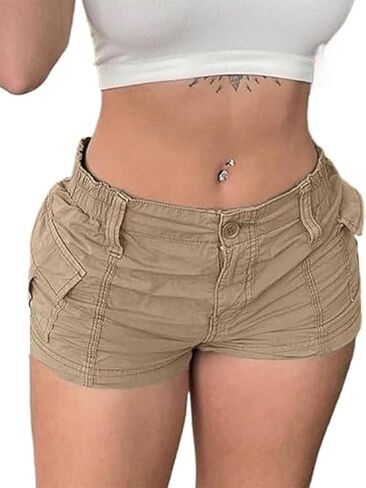 Women Y2k Summer Cargo Shorts Casual Hot Pants Vintage Bodycon Denim Shorts with Pockets Streetwear in Saudi Arabia