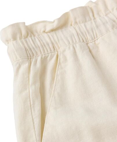 HANG TEN Women's Linen Blend Summer Shorts - Lightweight Casual Elastic Waist Shorts with Pockets - Relaxed Fit (Cream, M) in Saudi Arabia