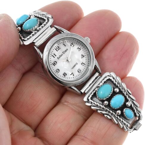 Alltribes Navajo Genuine Sleeping Beauty Turquoise Sterling Ladies Watch Feminine Gemstone Design 1133 in Saudi Arabia