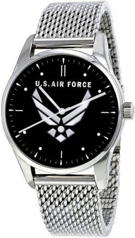 Air Force Emblem Watch with Large Polished Chrome Case and Adjustable Stainless Steel Mesh Band in Saudi Arabia