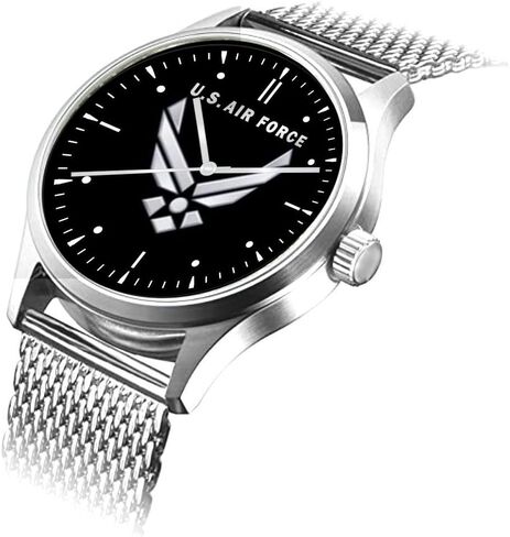 Air Force Emblem Watch with Large Polished Chrome Case and Adjustable Stainless Steel Mesh Band in Saudi Arabia