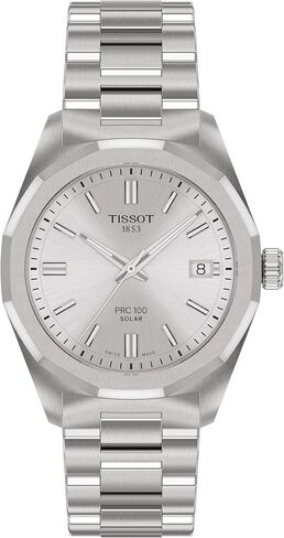 Tissot PRC 100 Solar, Silver Dial, 34mm Watch for Women, Stainless Steel Bracelet, Solar Quartz Movement, T1518221103100 in Kuwait