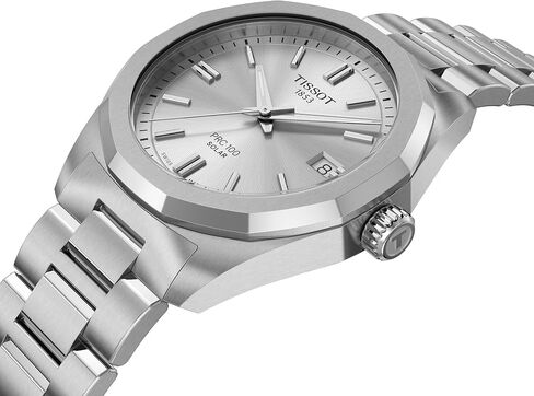 Tissot PRC 100 Solar, Silver Dial, 34mm Watch for Women, Stainless Steel Bracelet, Solar Quartz Movement, T1518221103100 in Kuwait