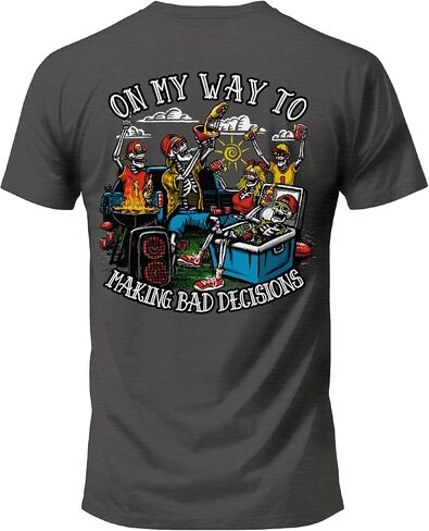 Salty Bones On My Way to Making Bad Decisions Tailgate Party Graphic T-Shirt, Classic Fit, Printed in USA in Saudi Arabia