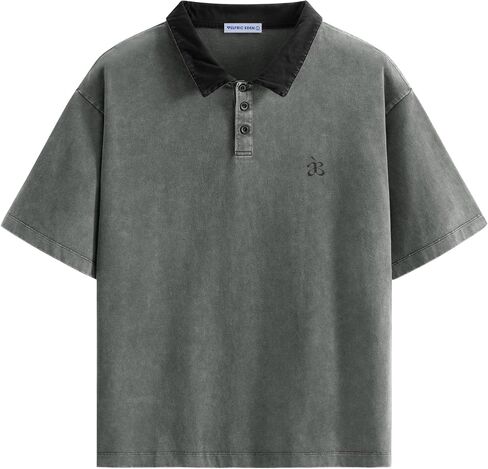 Aelfric Eden Mens Oversized Washed Polo T Shirts Heavyweight Vintage Cotton Tees Short Sleeve Tops Unisex in Kuwait