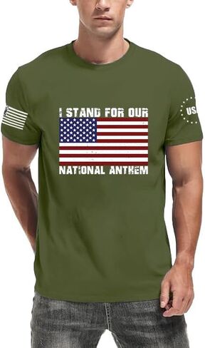 4th of July Shirts for Men USA American Flag T-Shirt Memorial Day Patriotic Casual Crew Neck Short Sleeve Tee Tops in Kuwait