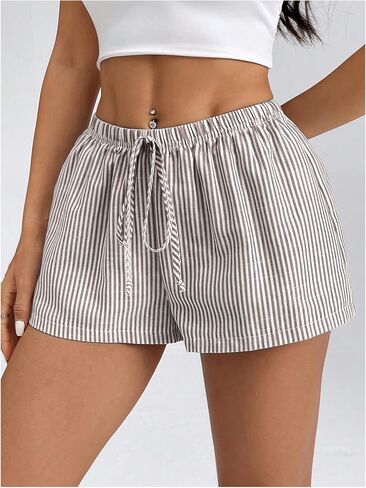 WDIRARA Women's Striped Drawstring Waist Shorts Summer Casual Lounge Shorts in Saudi Arabia
