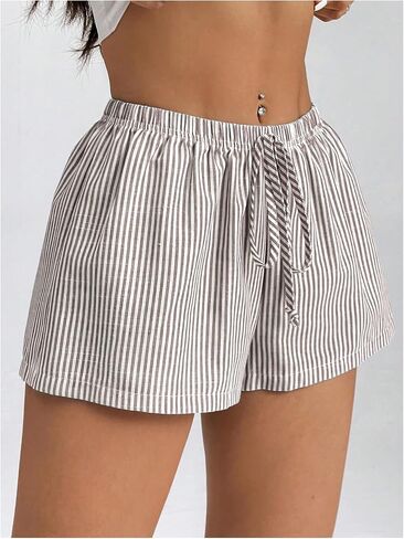 WDIRARA Women's Striped Drawstring Waist Shorts Summer Casual Lounge Shorts in Saudi Arabia