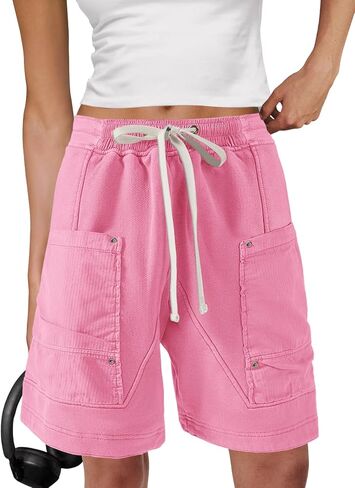 Panadila Women Sweat Baggy Shorts Drawstring Knee Length Bermuda Shorts Casual Cargo Pants Going Out Bottoms in Saudi Arabia