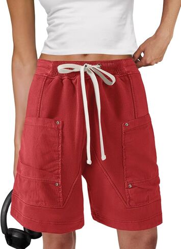 Panadila Women Sweat Baggy Shorts Drawstring Knee Length Bermuda Shorts Casual Cargo Pants Going Out Bottoms in Saudi Arabia