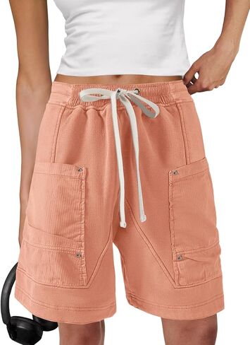 Panadila Women Sweat Baggy Shorts Drawstring Knee Length Bermuda Shorts Casual Cargo Pants Going Out Bottoms in Saudi Arabia