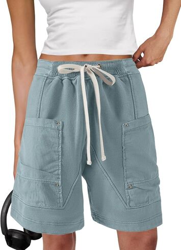 Panadila Women Sweat Baggy Shorts Drawstring Knee Length Bermuda Shorts Casual Cargo Pants Going Out Bottoms in Saudi Arabia