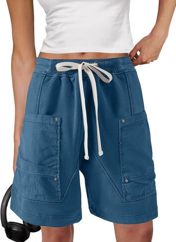 Panadila Women Sweat Baggy Shorts Drawstring Knee Length Bermuda Shorts Casual Cargo Pants Going Out Bottoms in Saudi Arabia