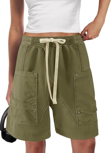 Panadila Women Sweat Baggy Shorts Drawstring Knee Length Bermuda Shorts Casual Cargo Pants Going Out Bottoms in Saudi Arabia