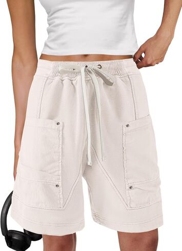 Panadila Women Sweat Baggy Shorts Drawstring Knee Length Bermuda Shorts Casual Cargo Pants Going Out Bottoms in Saudi Arabia