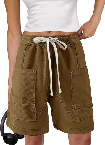 Panadila Women Sweat Baggy Shorts Drawstring Knee Length Bermuda Shorts Casual Cargo Pants Going Out Bottoms in Saudi Arabia