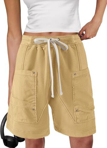 Panadila Women Sweat Baggy Shorts Drawstring Knee Length Bermuda Shorts Casual Cargo Pants Going Out Bottoms in Saudi Arabia