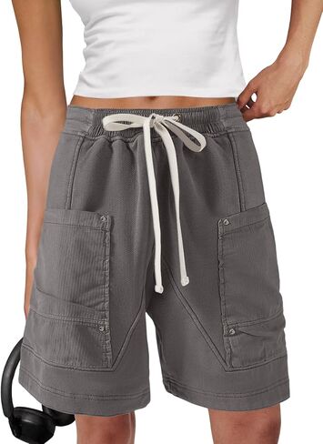 Panadila Women Sweat Baggy Shorts Drawstring Knee Length Bermuda Shorts Casual Cargo Pants Going Out Bottoms in Saudi Arabia