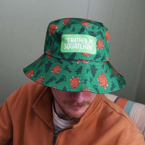 Funny Bigfoot Squatchin' Bucket Hat, Novelty Camping Sun Hat, Summer Beach Cap in Saudi Arabia