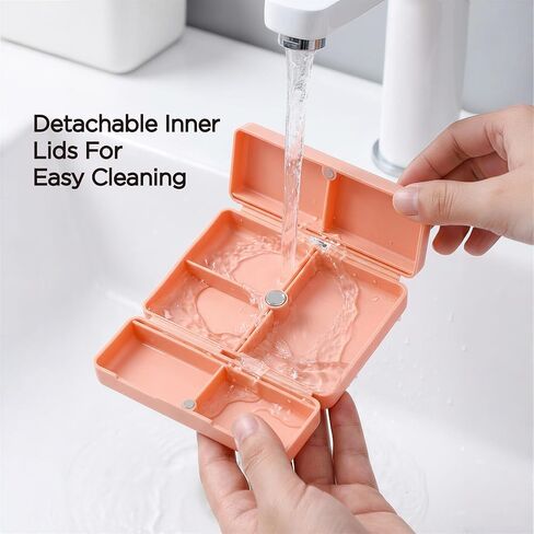 2 Pack Daily Pill Organizer, 7 Compartments Travel Pill Organizer - Folding Pill Case for Purse/Pocket, BPA-Free Pill Organizer Travel to Hold Vitamins, Cod Liver Oil, Supplements & Medication (Pink) in Saudi Arabia