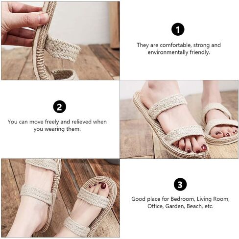 Holibanna Womens Straw Woven Sandals Beach Slippers Lightweight Flat Slide Casual Summer Shoes for Indoor and Outdoor in Saudi Arabia