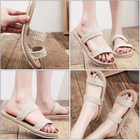 Holibanna Womens Straw Woven Sandals Beach Slippers Lightweight Flat Slide Casual Summer Shoes for Indoor and Outdoor in Saudi Arabia