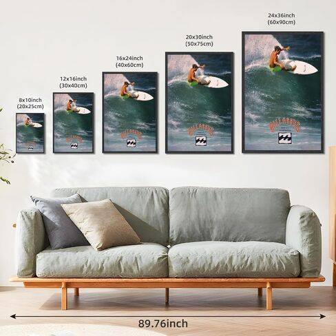Black Framed Vintage Surfing Poster 1970s Classic Surf Wall Art Wave Surfboard Rider Coastal Canvas Print Retro Ocean Sports Picture Australia Beach Painting for Surfer Home Bedroom Decor 8x12inch in Saudi Arabia