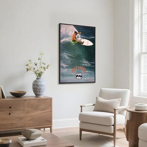 Black Framed Vintage Surfing Poster 1970s Classic Surf Wall Art Wave Surfboard Rider Coastal Canvas Print Retro Ocean Sports Picture Australia Beach Painting for Surfer Home Bedroom Decor 8x12inch in Saudi Arabia
